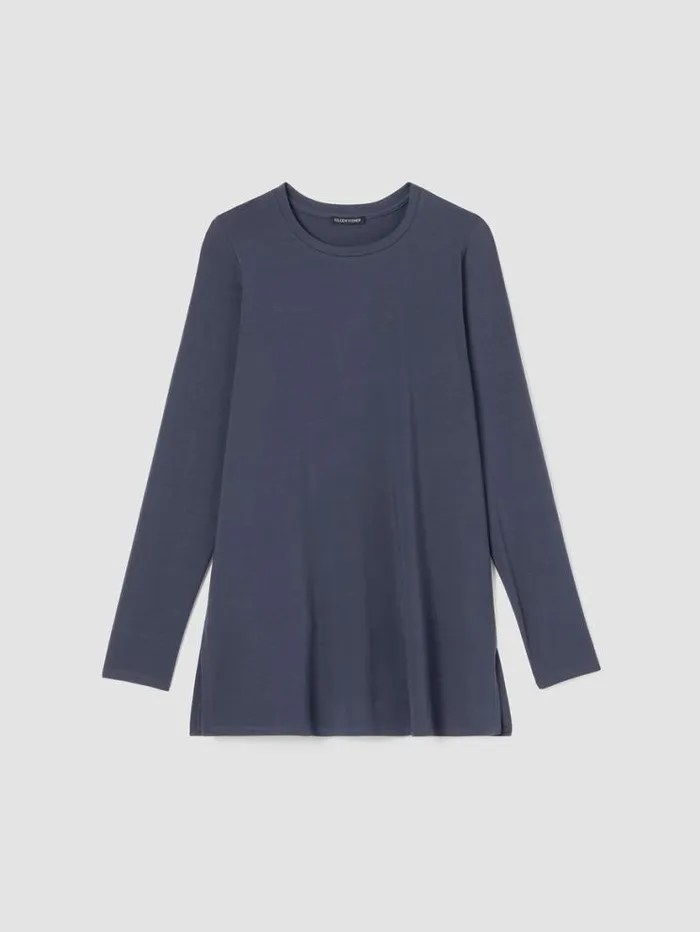 Eileen Fisher Petite Stretch Jersey Knit Crew Neck Long Top Ocean 8211 Shop