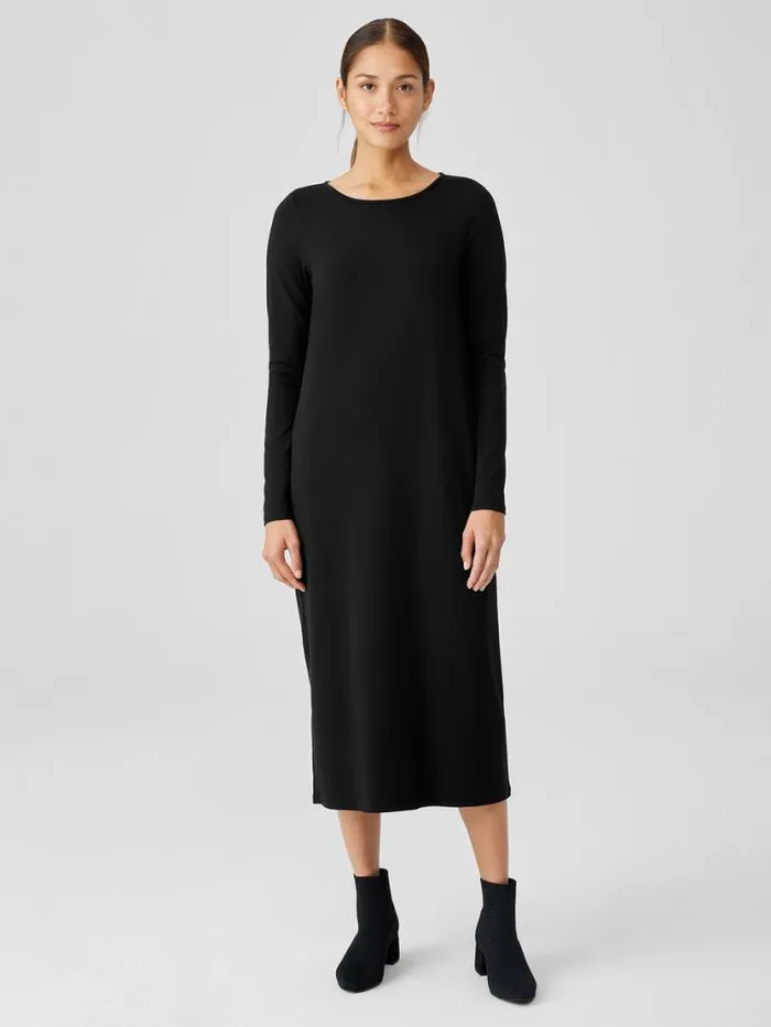 Eileen Fisher Petite Stretch Jersey Knit Jewel Knit Dress Black 8211 Shop