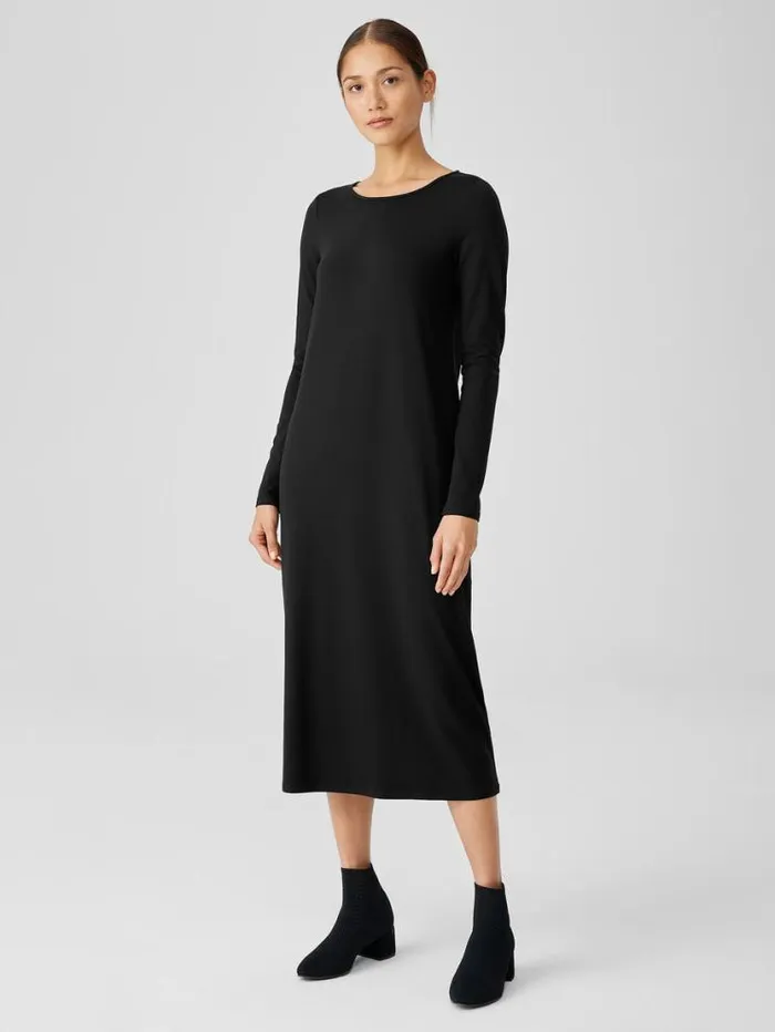 Eileen Fisher Petite Stretch Jersey Knit Jewel Knit Dress Black 8211 Shop
