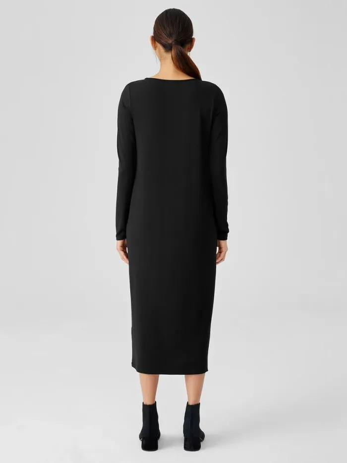 Eileen Fisher Petite Stretch Jersey Knit Jewel Knit Dress Black 8211 Shop