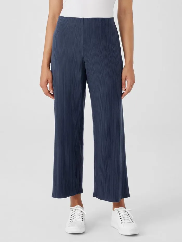 Eileen Fisher Petite Variegated Rib Knit WideLeg Pant Ocean 8211 Shop