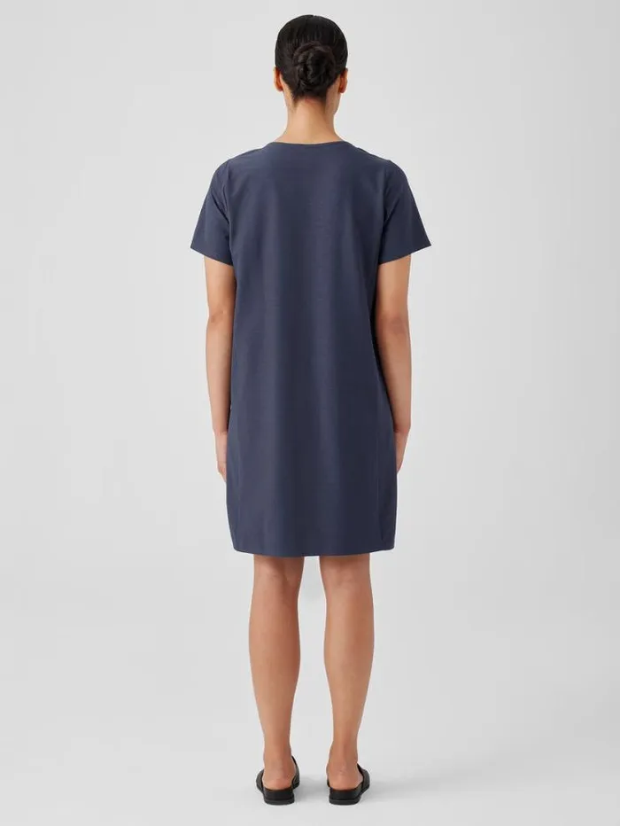 Eileen Fisher Petite Washable Stretch Crepe Jewel Neck Dress Ocean 8211 Shop