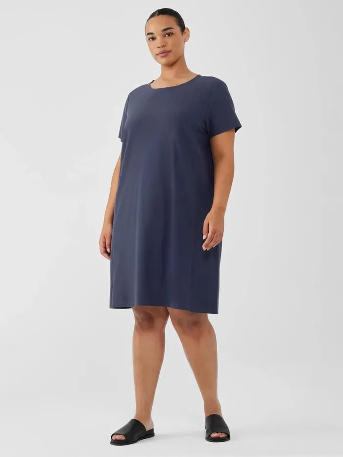 Eileen Fisher Petite Washable Stretch Crepe Jewel Neck Dress Ocean 8211 Shop