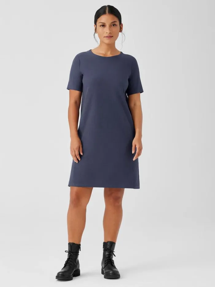 Eileen Fisher Petite Washable Stretch Crepe Jewel Neck Dress Ocean 8211 Shop