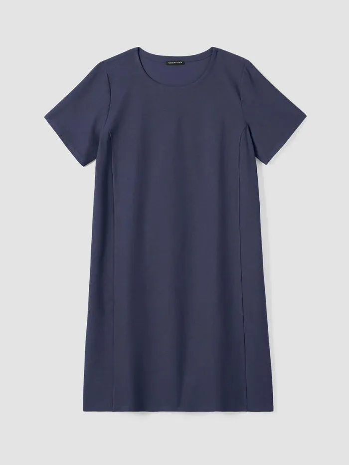 Eileen Fisher Petite Washable Stretch Crepe Jewel Neck Dress Ocean 8211 Shop
