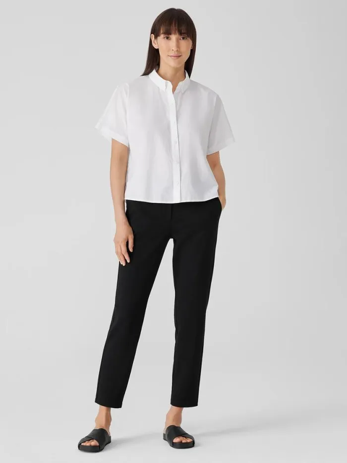 Eileen Fisher Petite Washed Organic Cotton Poplin ShortSleeve Shirt White 8211 Shop