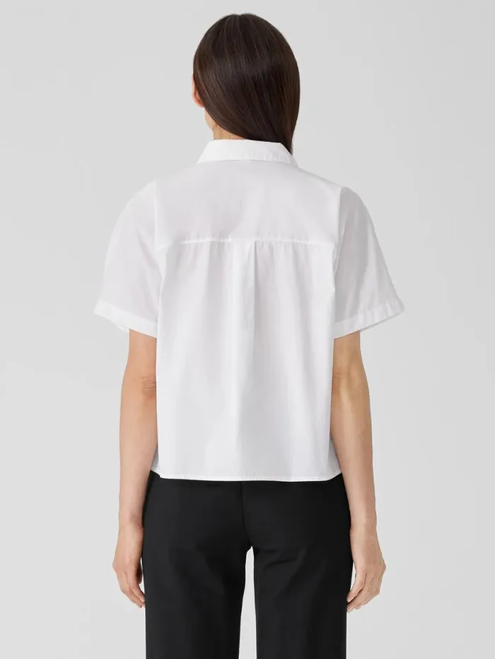 Eileen Fisher Petite Washed Organic Cotton Poplin ShortSleeve Shirt White 8211 Shop