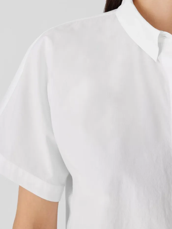 Eileen Fisher Petite Washed Organic Cotton Poplin ShortSleeve Shirt White 8211 Shop