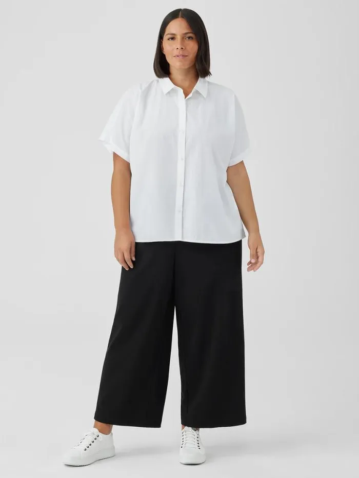 Eileen Fisher Petite Washed Organic Cotton Poplin ShortSleeve Shirt White 8211 Shop