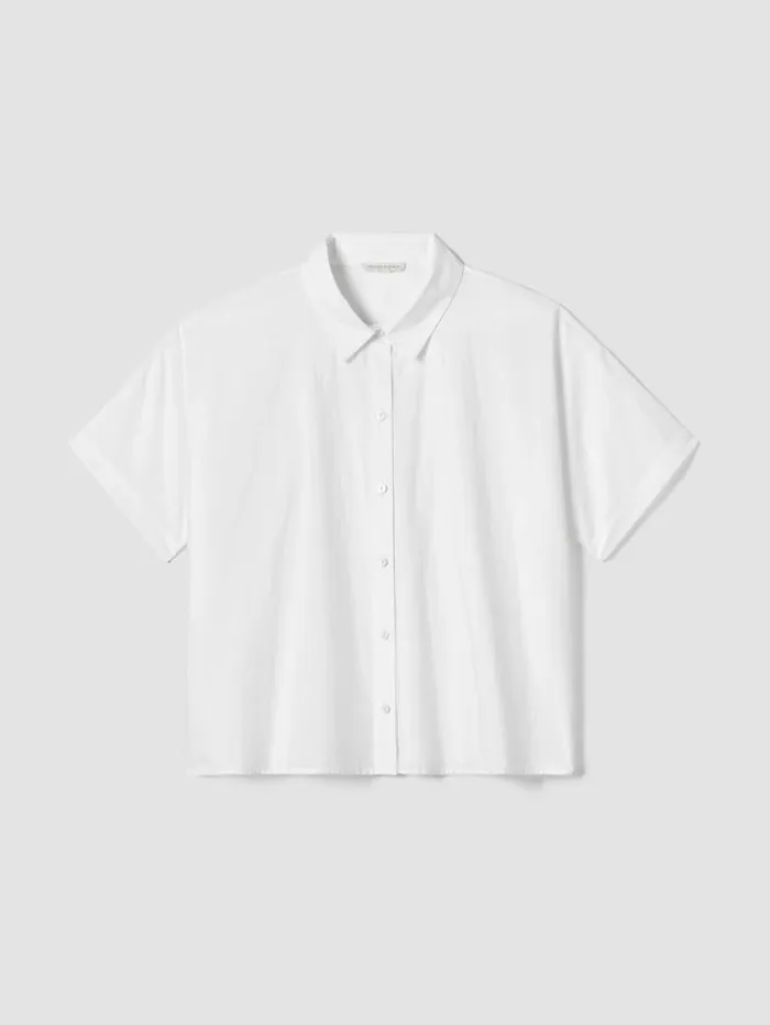Eileen Fisher Petite Washed Organic Cotton Poplin ShortSleeve Shirt White 8211 Shop