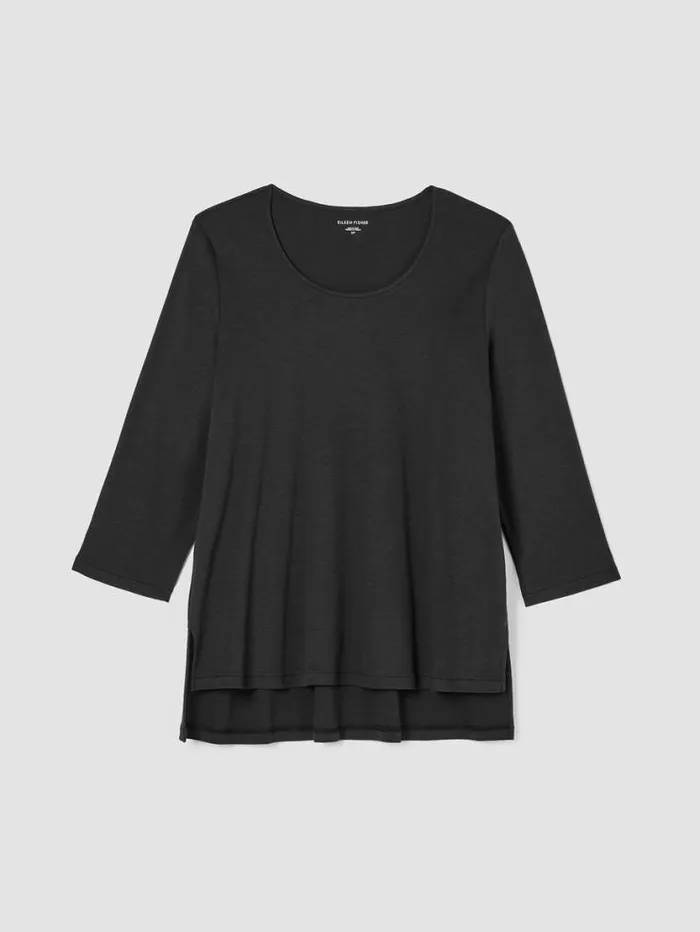 Eileen Fisher Sleepwear Cozy Organic Cotton Interlock UNeck Top Black 8211 Shop
