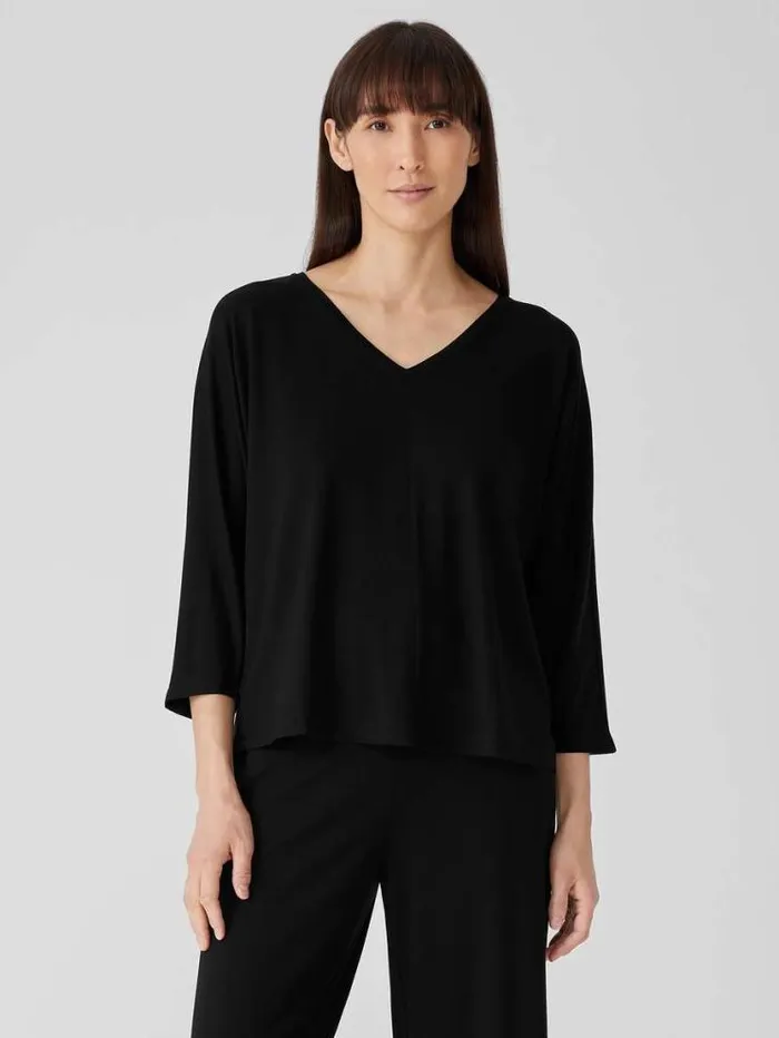 Eileen Fisher Tops and Tees Fine Jersey DolmanSleeve Top Black 8211 Shop