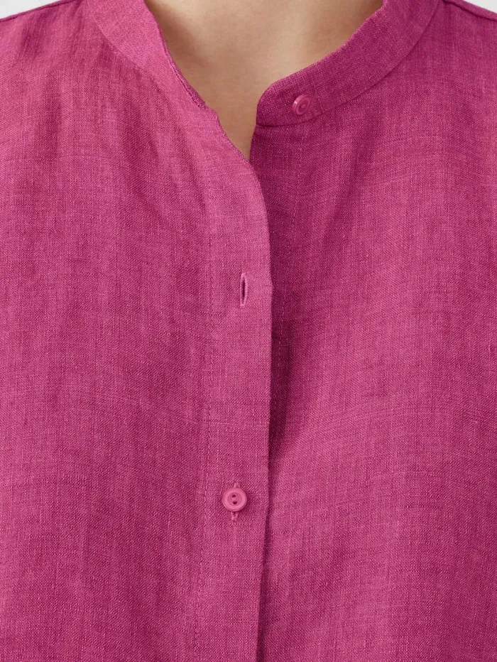 Eileen Fisher Tops and Tees Washed Organic Linen Dlav Band Collar Shirt Geranium 8211 Shop