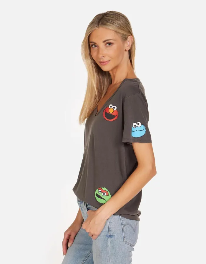 Elara Sesame Street Faces Pigment Black Women039s Lauren Moshi Short Sleeve