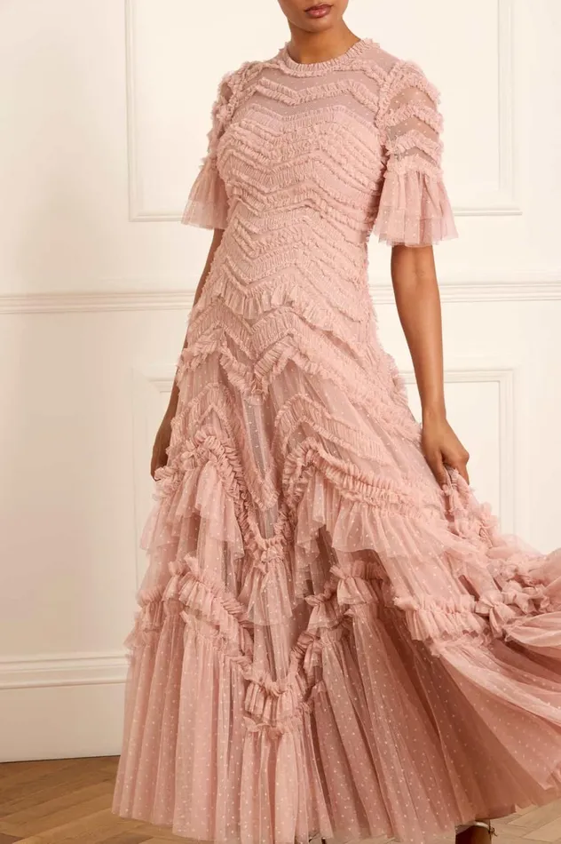 Elia Short Sleeve Gown Pink Women Needle and Thread Dresses
