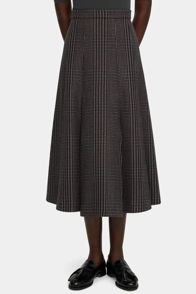 Emilia Wickstead Kenzie Skirt in Prince of Wales Check Merino Wool Women Skirts Emilia Wickstead Kenzie Skirt in Prince of Wales Check Merino Wool Women Skirts