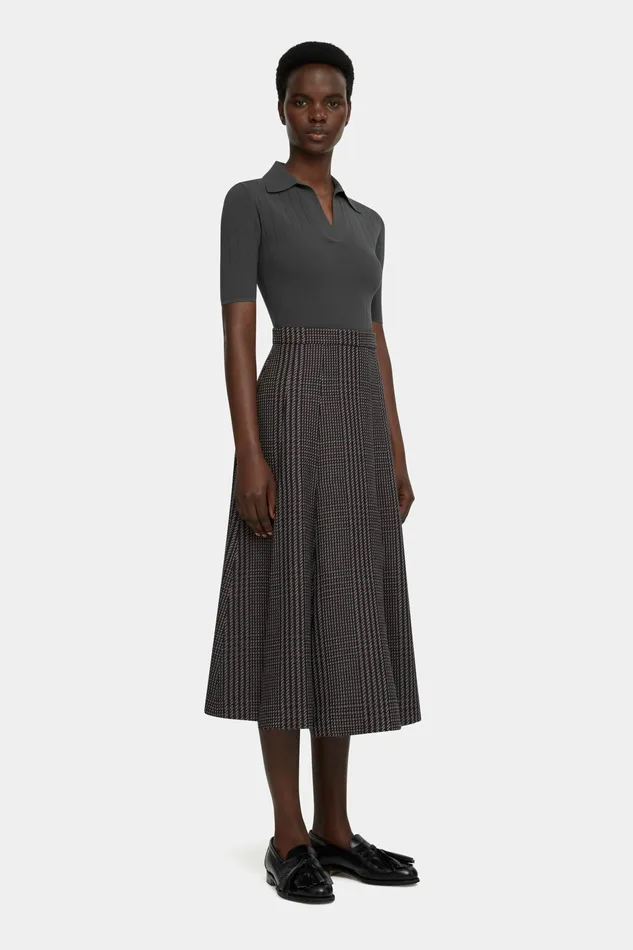 Emilia Wickstead Kenzie Skirt in Prince of Wales Check Merino Wool Women Skirts Emilia Wickstead Kenzie Skirt in Prince of Wales Check Merino Wool Women Skirts
