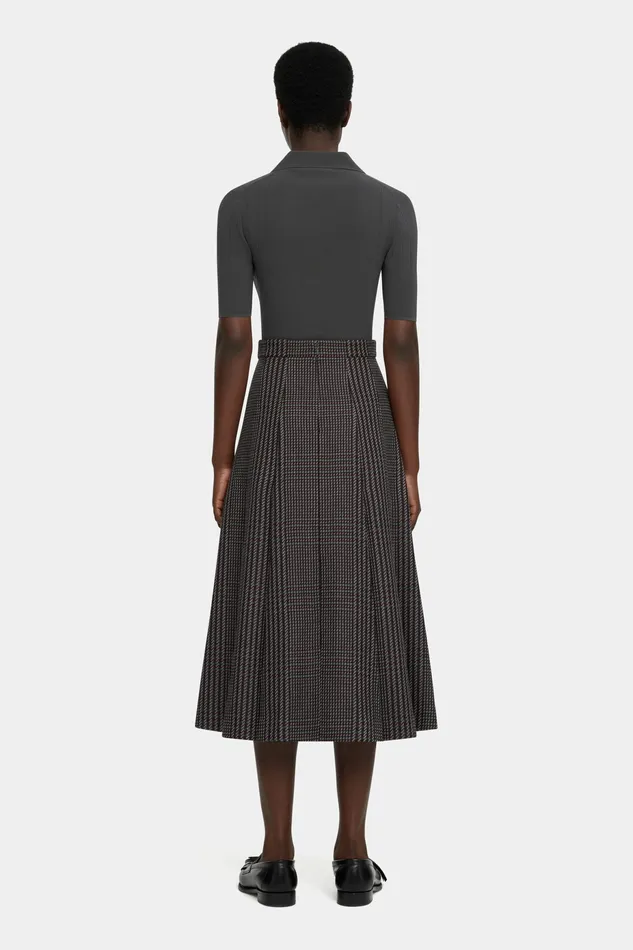 Emilia Wickstead Kenzie Skirt in Prince of Wales Check Merino Wool Women Skirts Emilia Wickstead Kenzie Skirt in Prince of Wales Check Merino Wool Women Skirts