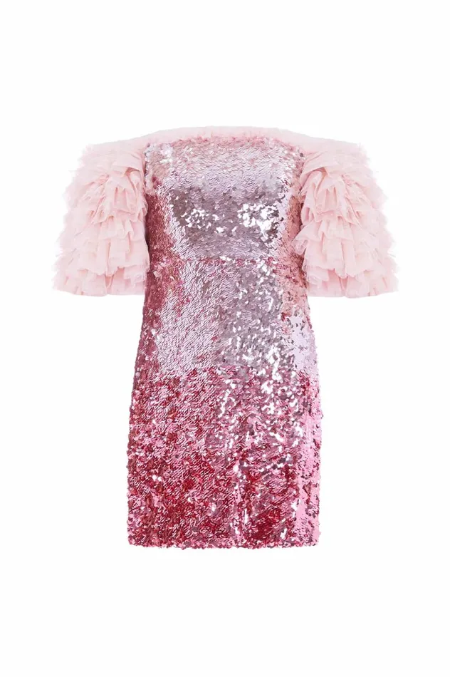 Essie Ombre OffShoulder Micro Mini Dress Pink Women Needle and Thread Dresses