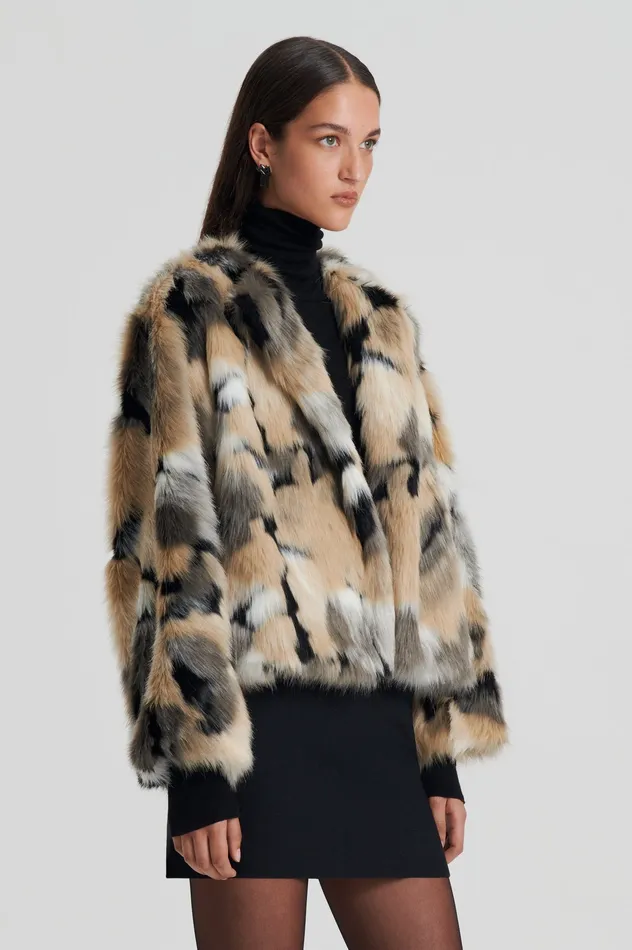 FAUX FUR JACKET MULTI Coats Scanlan Theodore Women FAUX FUR JACKET MULTI Coats Scanlan Theodore Women