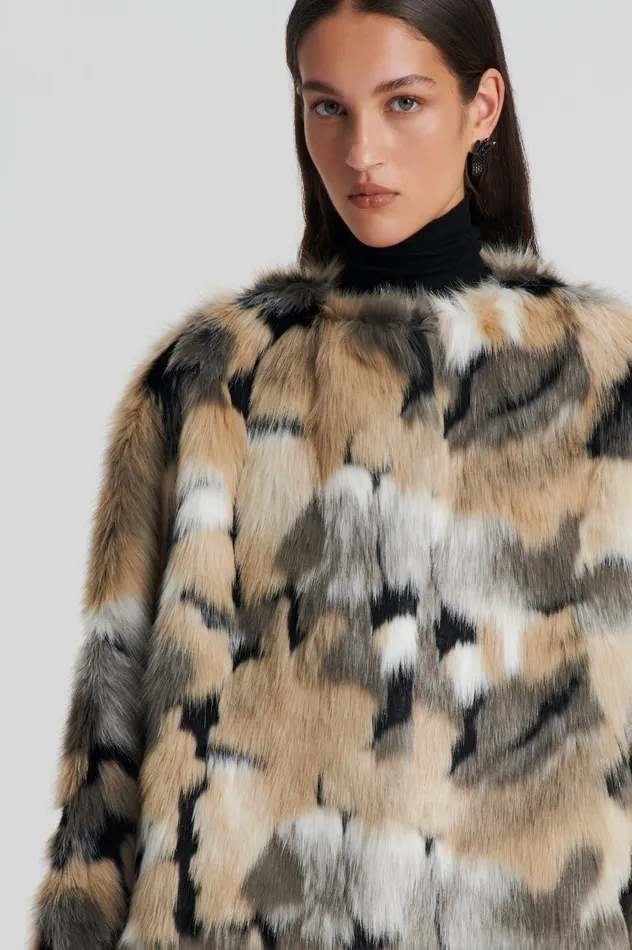 FAUX FUR JACKET MULTI Coats Scanlan Theodore Women FAUX FUR JACKET MULTI Coats Scanlan Theodore Women