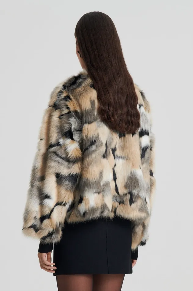 FAUX FUR JACKET MULTI Coats Scanlan Theodore Women FAUX FUR JACKET MULTI Coats Scanlan Theodore Women