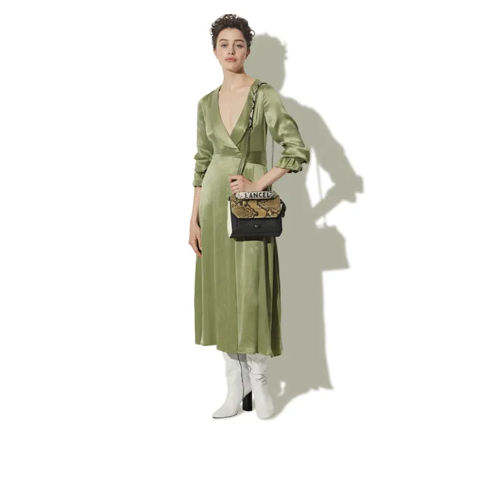 Flap Bag With Handle Military Greenblackcream Women Lancel Shoulder Bags