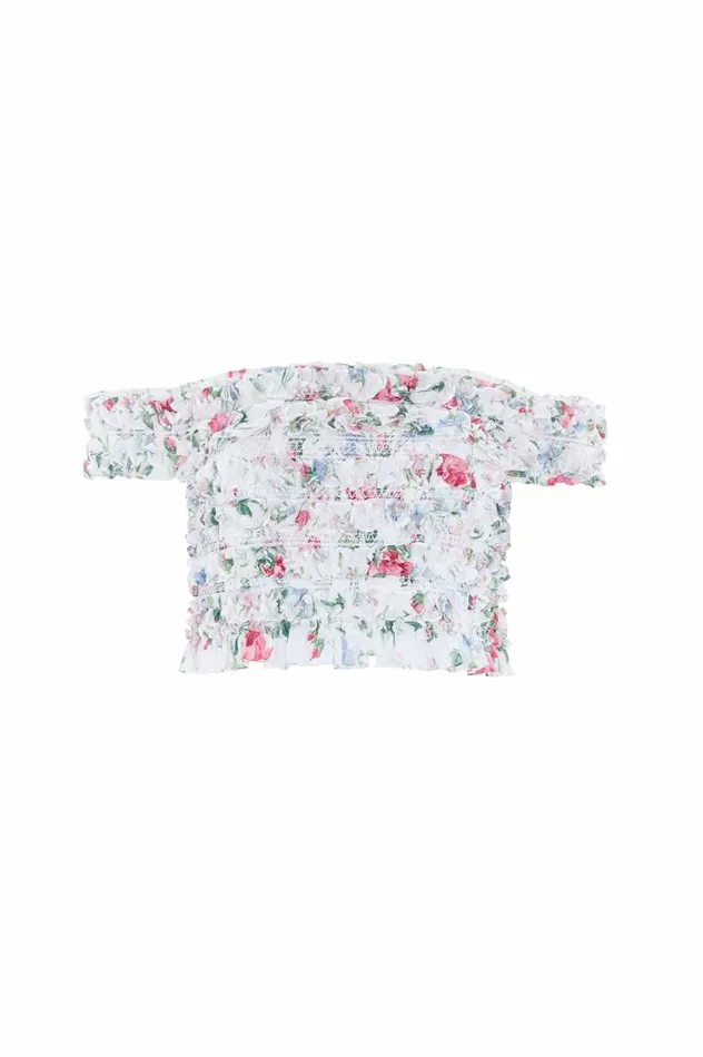 Floral Fantasy Chiffon Smocked OffShoulder Top Multi Women Needle and Thread Tops