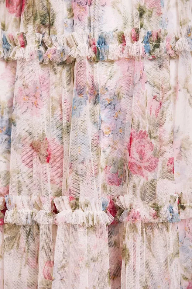 Floral Fantasy Peaches Smocked Ankle Gown Multi Women Needle and Thread Dresses