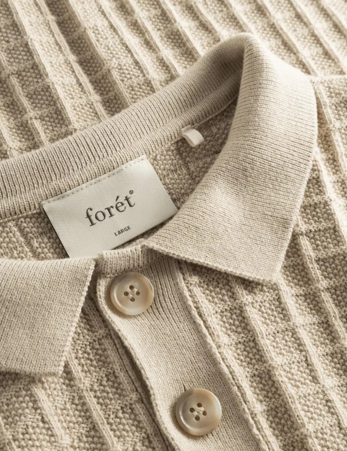Fort Knitwear LOCH POLO KNIT Oat 8211 Men Fort Knitwear LOCH POLO KNIT Oat 8211 Men