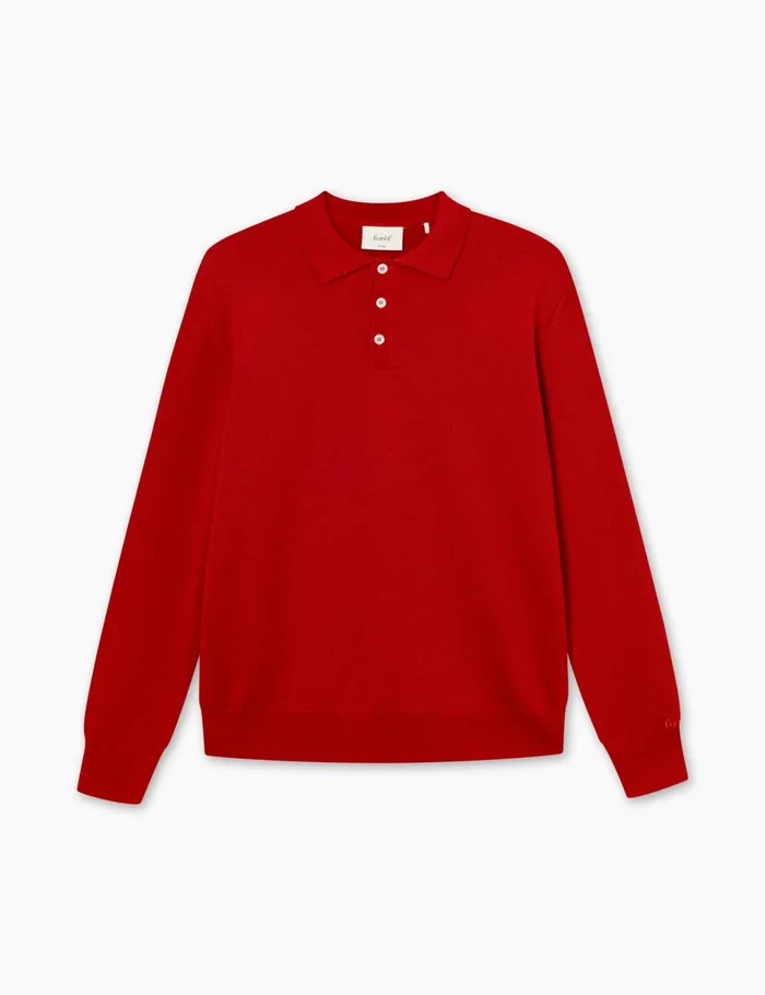 Fort Sweatshirts BASE MERINO POLO KNIT Red 8211 Men