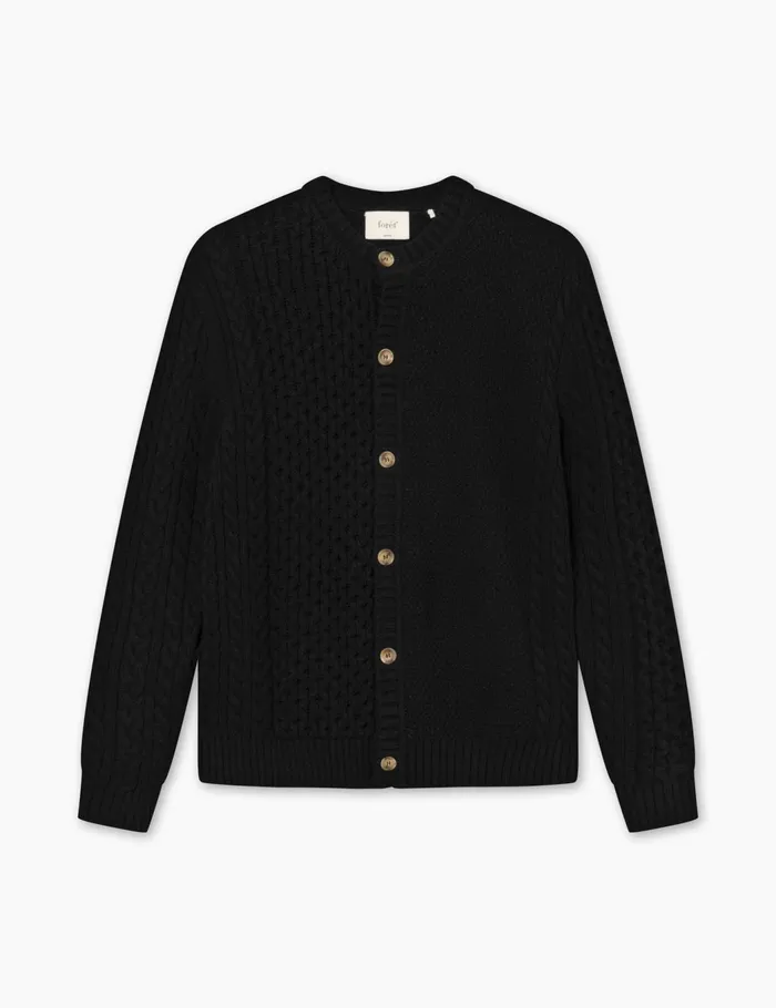 Fort Sweatshirts HYBRID CABLE CARDIGAN Black 8211 Men