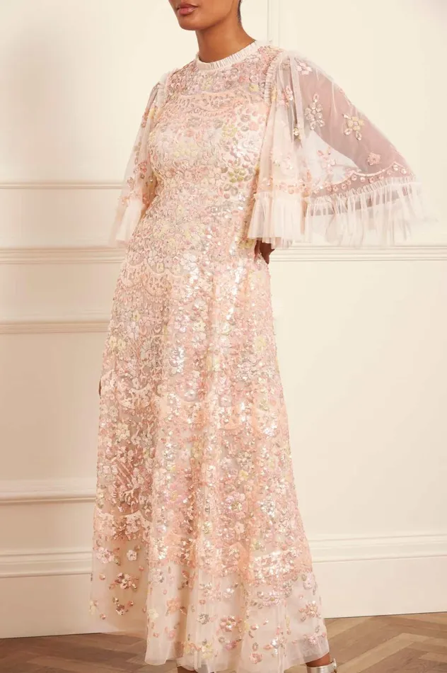 Garden Delight Gloss Ankle Gown Champagne Women Needle and Thread Dresses