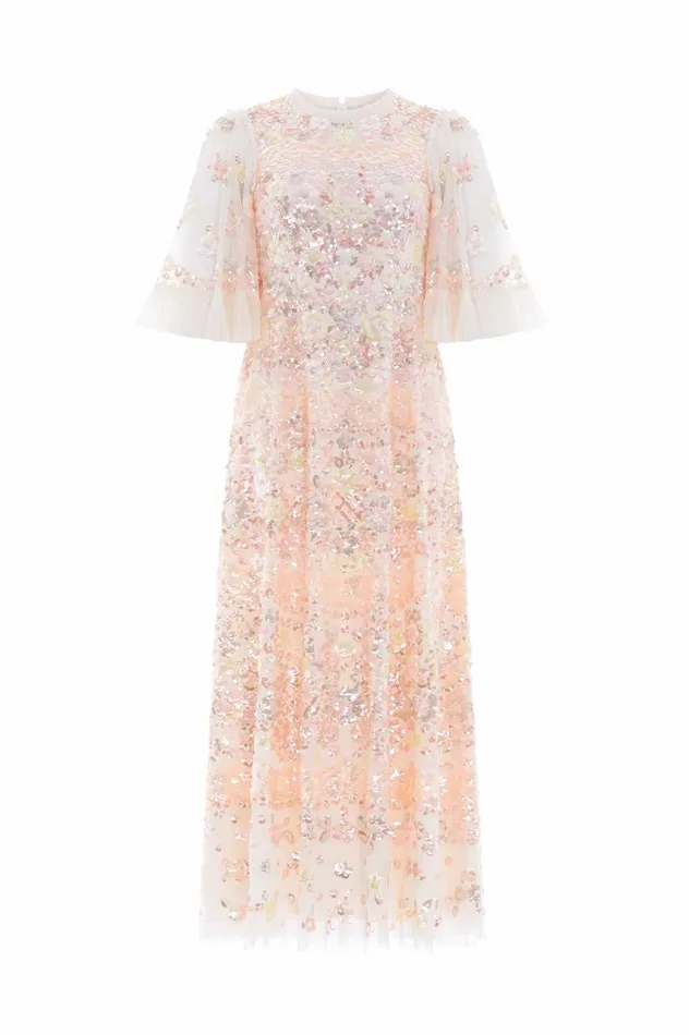 Garden Delight Gloss Ankle Gown Champagne Women Needle and Thread Dresses