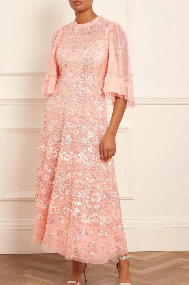 Garden Delight Gloss Ankle Gown Coral Women Needle and Thread Dresses