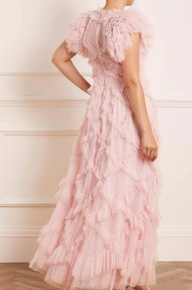 Genevieve Ruffle Gown Pink Women Needle and Thread Dresses