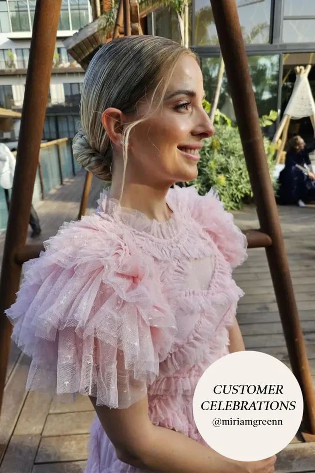 Genevieve Ruffle Gown Pink Women Needle and Thread Dresses