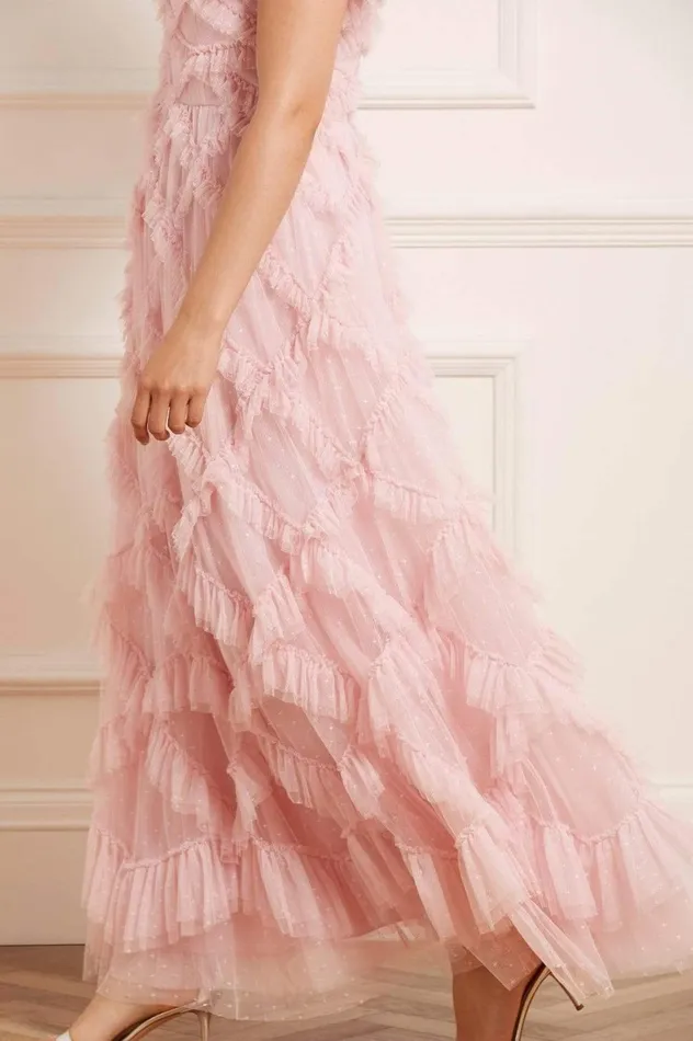 Genevieve Ruffle Gown Pink Women Needle and Thread Dresses
