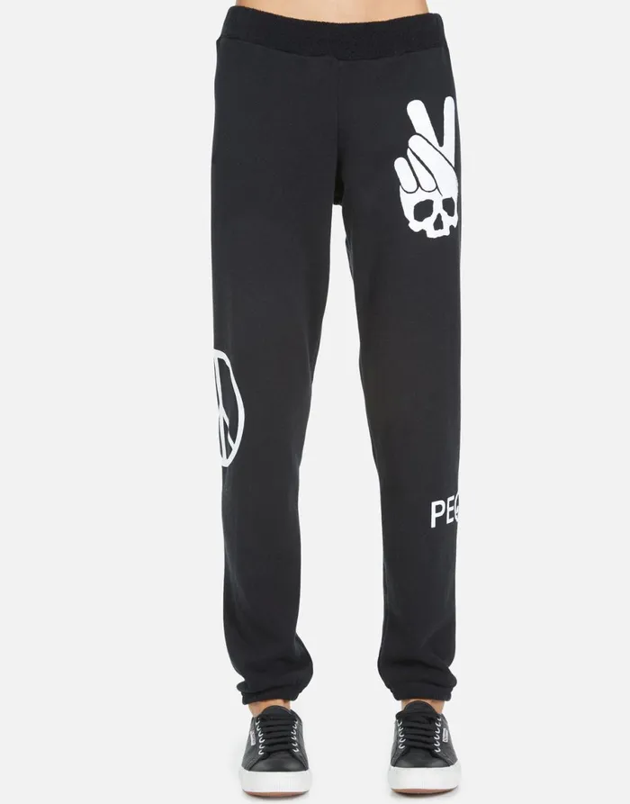 Gia Skull Peace Hand Black Women039s Lauren Moshi Long Sweatpants