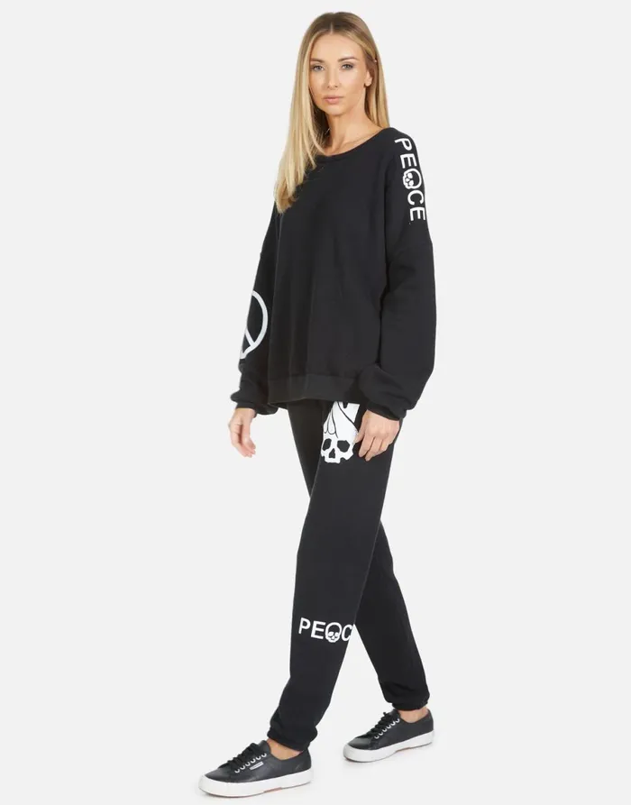 Gia Skull Peace Hand Black Women039s Lauren Moshi Long Sweatpants