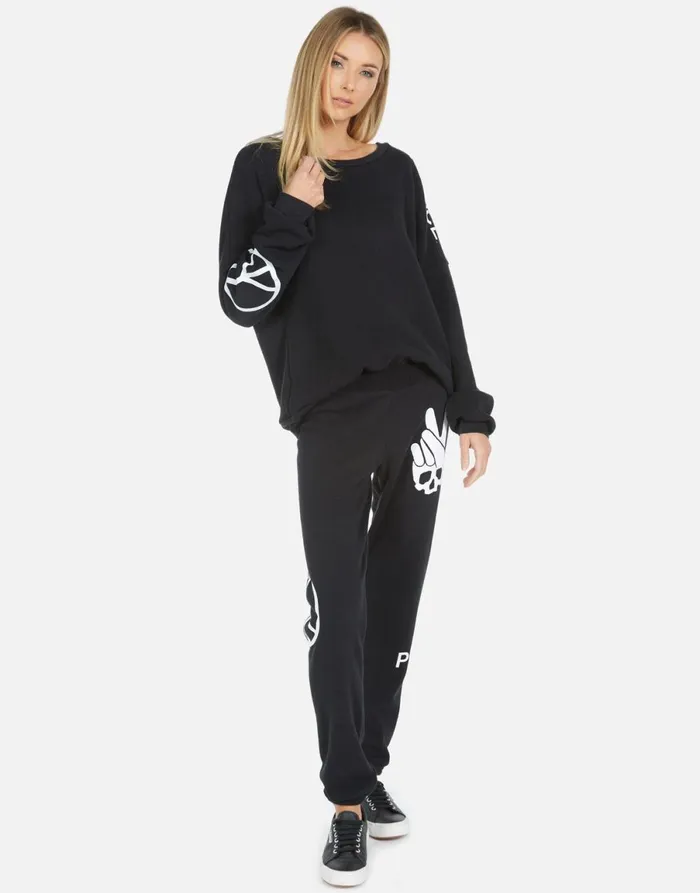 Gia Skull Peace Hand Black Women039s Lauren Moshi Long Sweatpants
