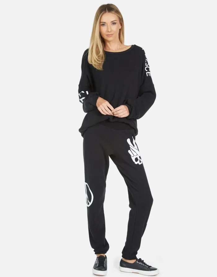 Gia Skull Peace Hand Black Women039s Lauren Moshi Long Sweatpants