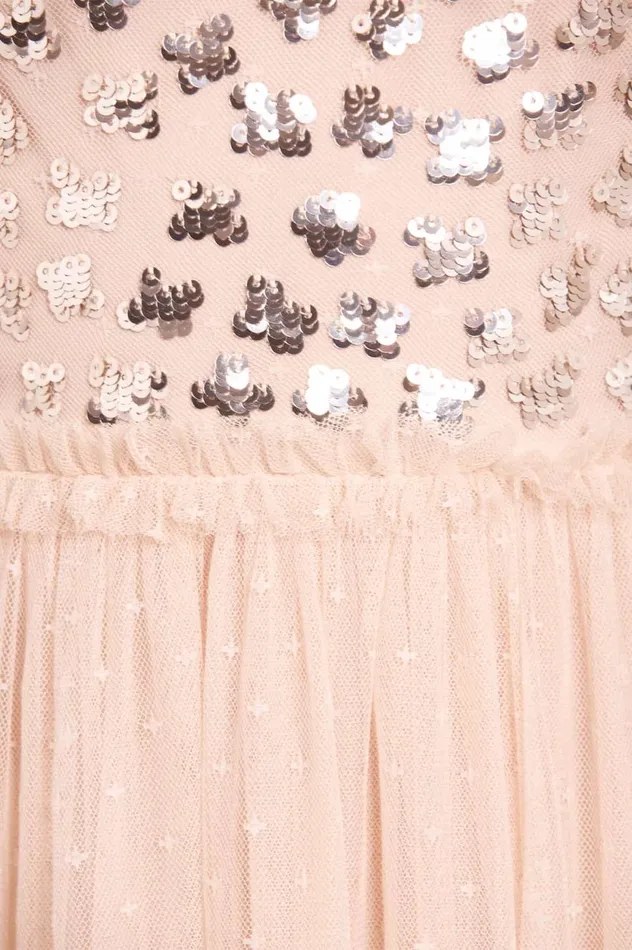 Glisten Bodice OneShoulder Ankle Gown Beige Women Needle and Thread Dresses