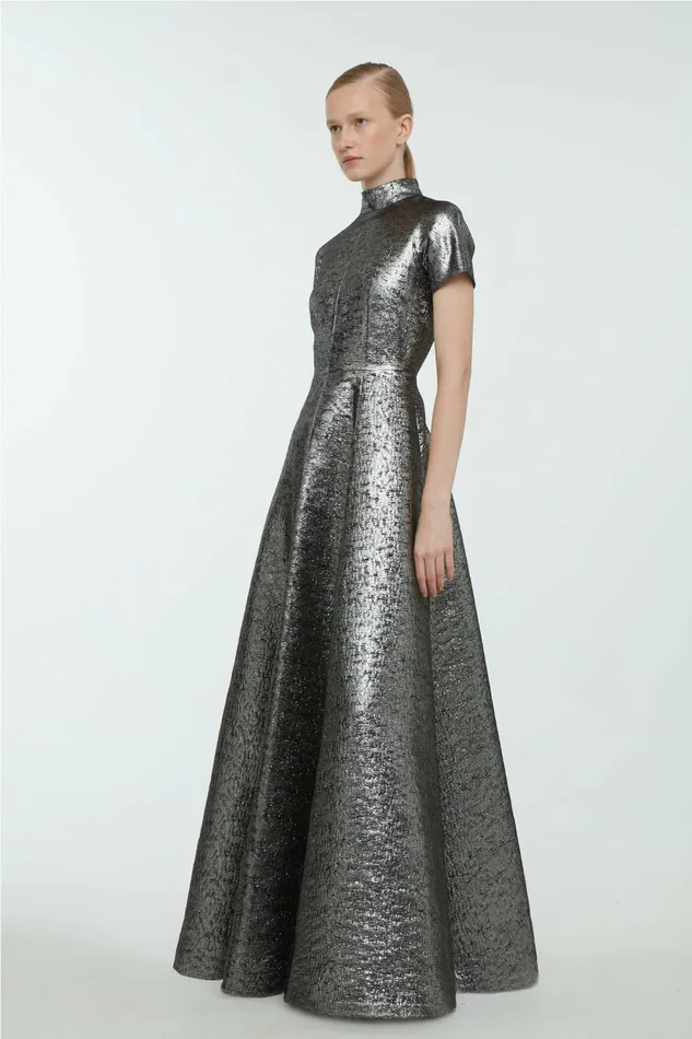Gowns Emilia Wickstead Women Malinda Dress In Silver Lurex Tweed