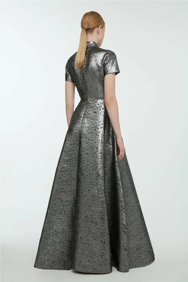 Gowns Emilia Wickstead Women Malinda Dress In Silver Lurex Tweed