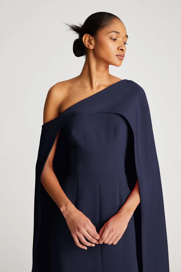 Gowns Women Halston Elycia Gown In Stretch Crepe Navy