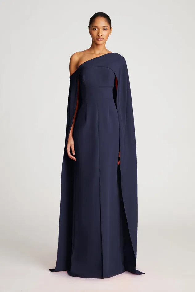 Gowns Women Halston Elycia Gown In Stretch Crepe Navy