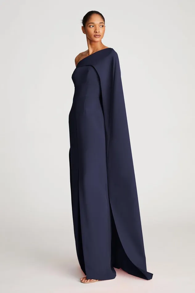Gowns Women Halston Elycia Gown In Stretch Crepe Navy