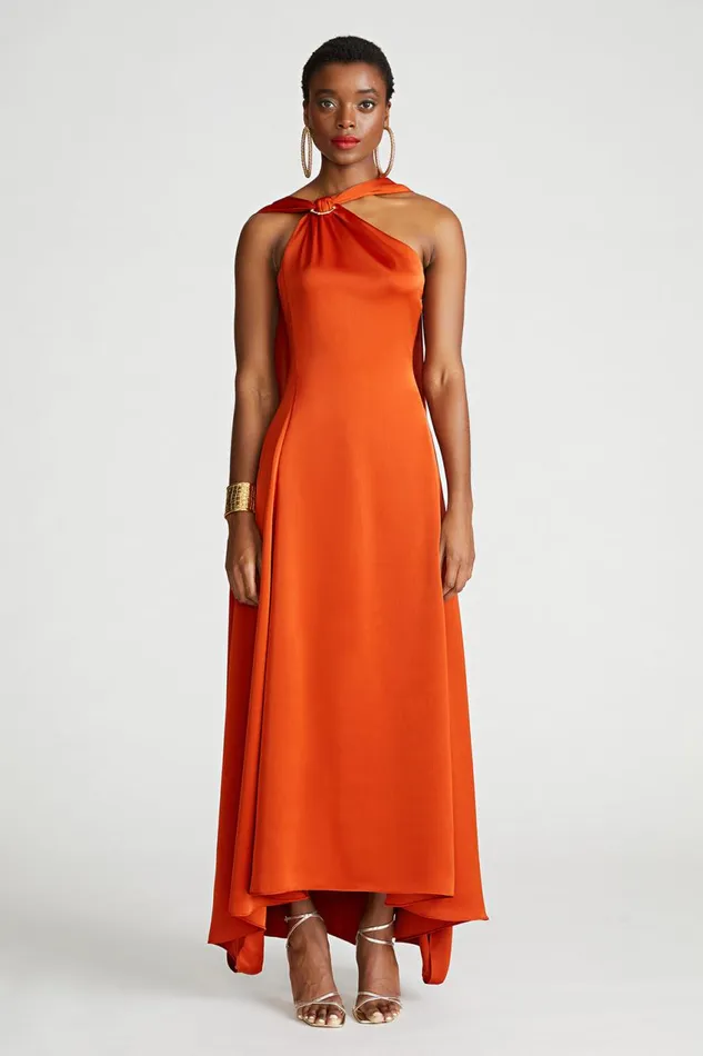 Gowns Women Halston Genevieve Gown In Satin Rooibos
