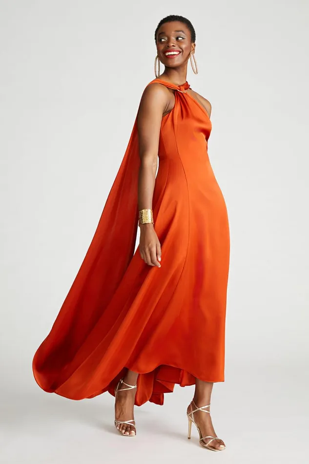 Gowns Women Halston Genevieve Gown In Satin Rooibos
